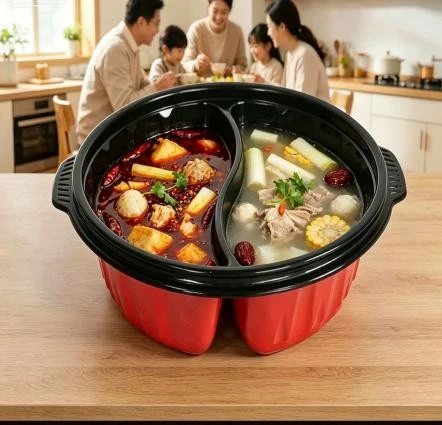 PP dual-compartment bowl with side handles